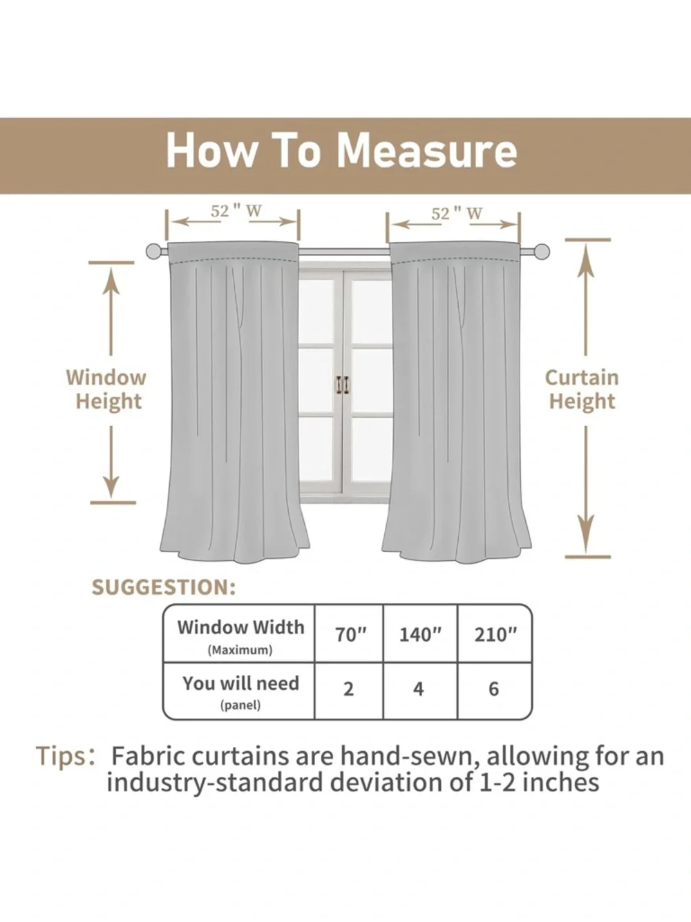 Lamit natural light filtering linen curtains 52 x 90” 2 panels